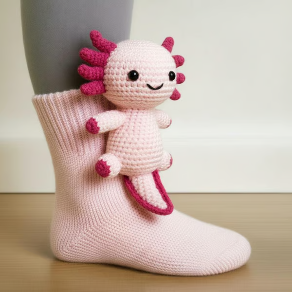 Sneakerpalace| Pixie – Sjove axolotl-sokker i lyst pink design