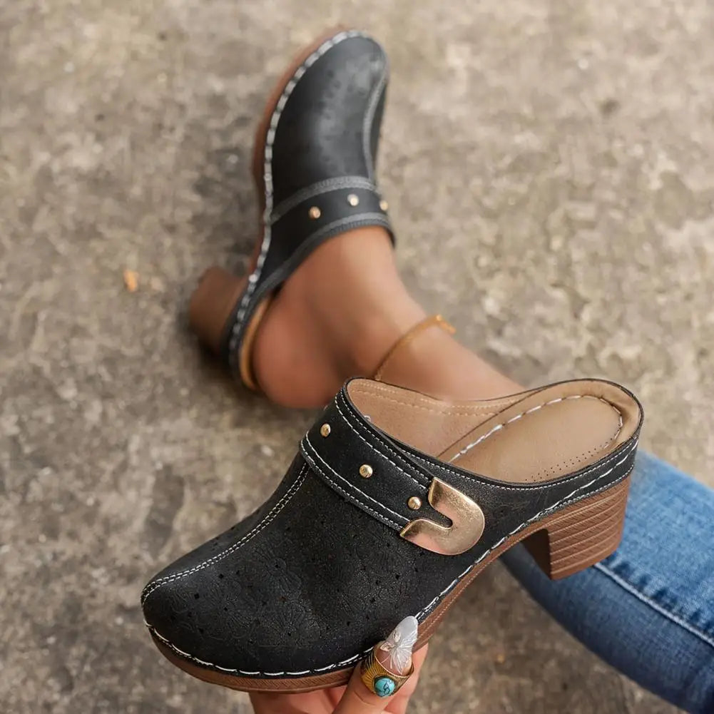 Sneakerpalace| Chunky platform slip-on sandaler med lukket tå til kvinder