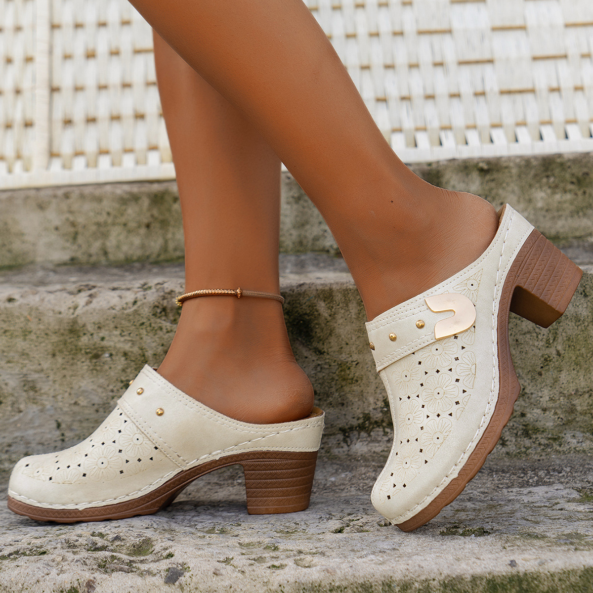 Sneakerpalace| Chunky platform slip-on sandaler med lukket tå til kvinder